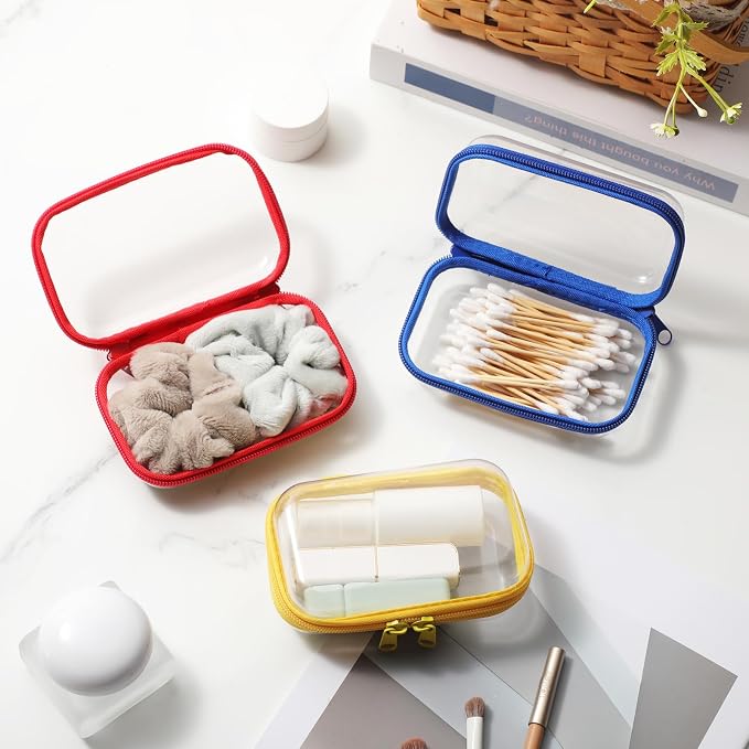 Sanwuta 6 Clear Hard Zipper Case,Assorted Color, 5 x 3 x 2 Inch | Pencil Case Pouches ,Makeup Bag,Plastic Toiletry Diaper Bag ,Travel Toy Storage,Waterproof Organizer Bins - Image 7