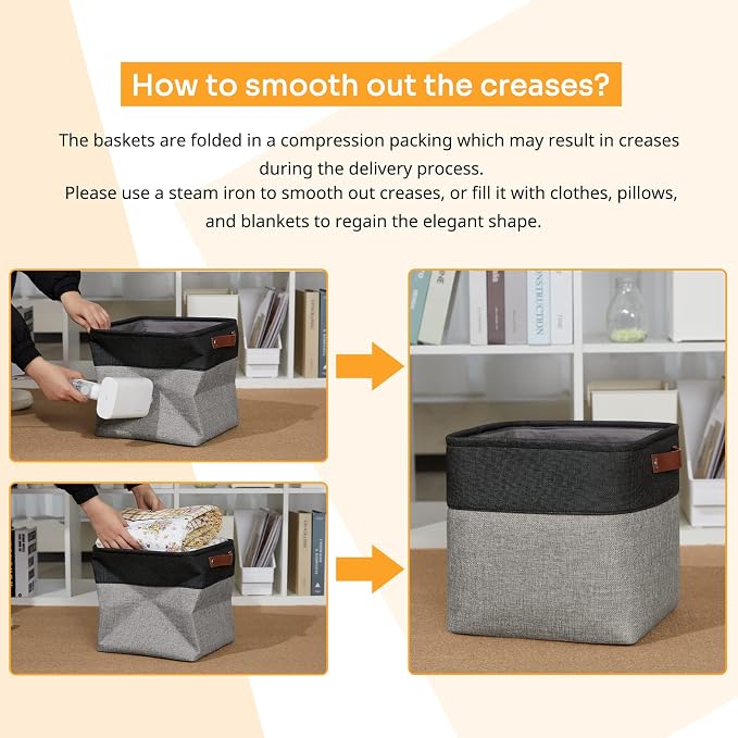DULLEMELO 11x11 Cube Storage Bins for Cube organizer, Foldable Cube Storage Bins Baskets for Organizing Home Office Closet Shelves Toy Nursery,Fabric Cube Baskets Bin for Home organization - Image 6