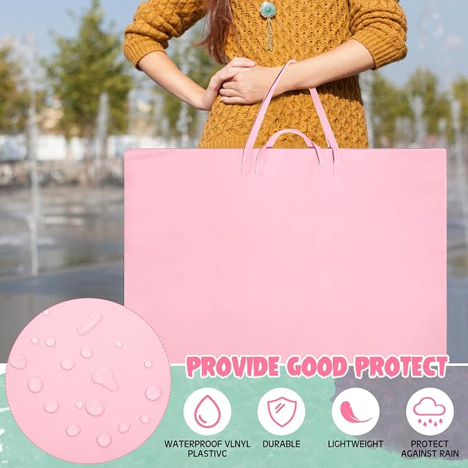 Abbylike 1 Pcs 48 x 36 Inch Art Portfolio Bag Large Size Art Supply Bag with Nylon Shoulder Waterproof Poster Board Painting Drawing Sketch Storage Carry Case for Artwork Gift Supplies (Pink) - Image 6