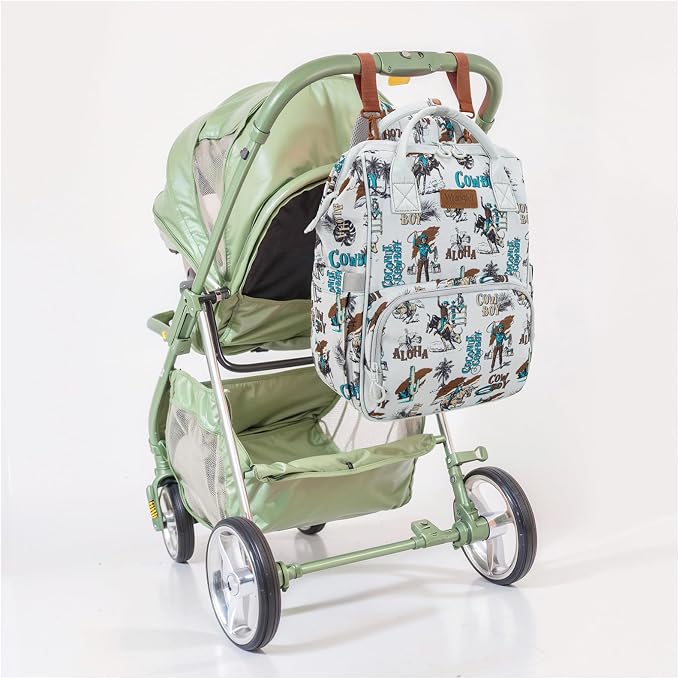 Montana West Wrangler Callie Diaper Bag Backpack with Stroller Straps Western Pattern Multifunction Baby Travel Bag WG2204-91102BG - Image 7