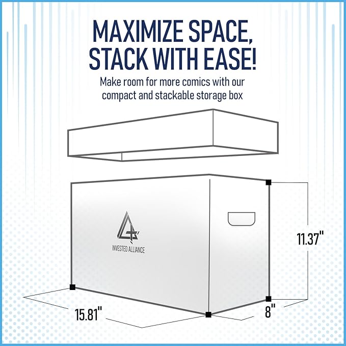 Bundle Set Premium Short Comic Book Storage Box Organizer with Lid | Thick Cardboard Comic Storage Box For Collectibles Fits 150-175 Current/Silver Age, Heavy Duty & Stackable. - Image 8