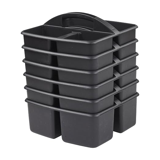 ECR4Kids 3-Compartment Small Plastic Caddy, Multipurpose Organization, Black, 6-Pack - Image 11