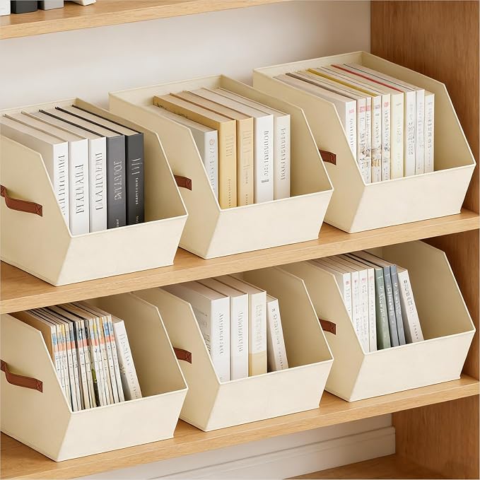 Large Closet Storage Cubes - Closet Storage Bins with Dual Handles for Clothes, Towels, Toys, Shelf Organizer Bins for Bedroom, Nursery, Shelves, Small Spaces, Beige, 4 Pack - Image 9