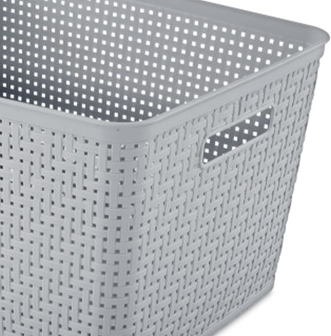 Sterilite 12 Pack Plastic Storage Bin Organization Containers, Tall Baskets, Cement - Image 9