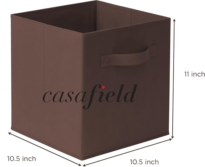 Casafield Set of 12 Collapsible Fabric Cube Storage Bins, Brown - 11" Foldable Cloth Baskets for Shelves, Cubby Organizers & More - Image 7