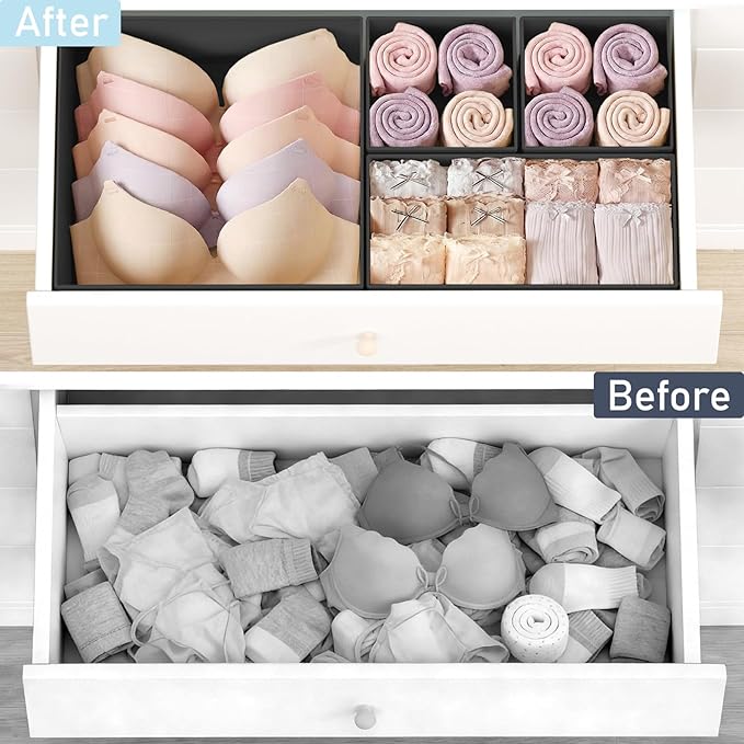 DIMJ Drawer Organizer Clothes, 30 Pack Dresser Organizer, Foldable Closet Organizers and Storage, Fabric Dresser Bins, Drawer Dividers for Nursery, Baby Clothes, Underwears, Sock,Black - Image 6