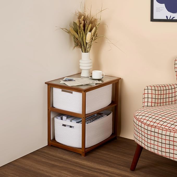 MiniArk Large Storage Baskets for Shelves, 17 x 13 x 7.5” Closet Organizers Bins for Clothes Blanket Towels, Baby Nursery, Toy Baskets Box, Woven Rope Baskets, 3 Packs Off White - Image 8