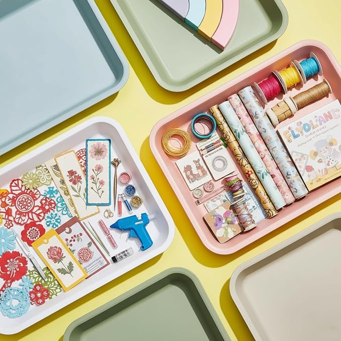 15 Pcs Activity Plastic Art Trays Morandi Color Art and Craft Tray Montessori Stackable Plastic Serving Trays for DIY Projects Painting Beads Home Classroom Storage(16.1 x 11.8 x 2.1 Inch) - Image 7