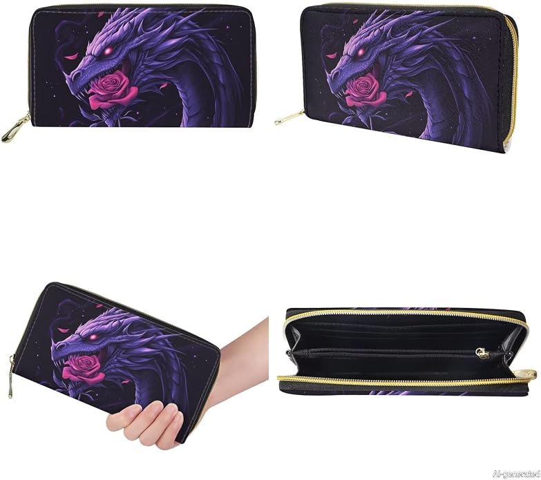 GIFTPUZZ Women Top Handle Bags Handbags with Zipper Leather Wallet Cash Card Phone Holder and Makeup Bag Set 3pcs - Image 7