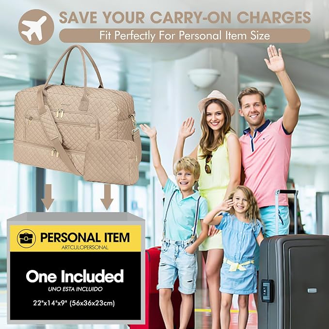 Travel Duffle Bag Weekender for Women - Carry-On Overnight Bag Personal Item Bag with Shoe Compartment & Wet Pocket Large Weekend Tote Bags with Toiletry Bag Hospital Bags for Labor and Delivery - Image 7