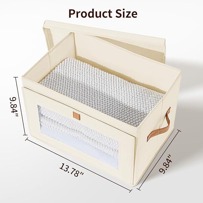DIMJ Storage Bins with Lids - 6 Pack Fabric Closet Organizer with Window & Handles, Collapsible Decorative Storage Boxes for Shelves Under Bed, Books Clothes Blankets Sweaters Organization - Image 7