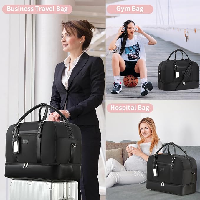 4PCS Weekender Bags for Women Large Overnight Weekend Travel Duffel Bags | Travel Bag Carry-on Tote Hospital Bag with Shoe Compartment Crossbody Toiletry Bag for Travel Business Gym Water Resistant - Image 7