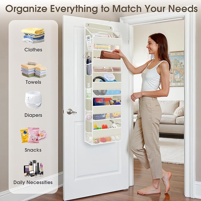 1Pack Over The Door Organizer Large Capacity Hanging Storage Room Organizer | 40 lb Capacity, Ultra-Sturdy, Foldable, Mesh Design with Clear Window, Space-Saving Organizer for Pantry, Nursery & Closet - Image 6