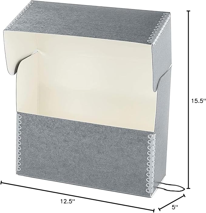 Lineco Archival Document Storage Box, Gray, 15.5" x 12.5" x 5" | Jumbo-Sized, Metal Edge, Acid-Free Boxboard Case, Organize Files, Prints, Photos, Pack of 2 - Image 8