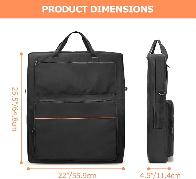 HODRANT 22 X 25 Art Portfolio Case with Handles & Adjustable Shoulder Strap | Artist Carrying Bag for Artwork Poster Sketch Drawing Canvas Photography, Double-Layer Art Supply Tote Organizer, Bag only - Image 6
