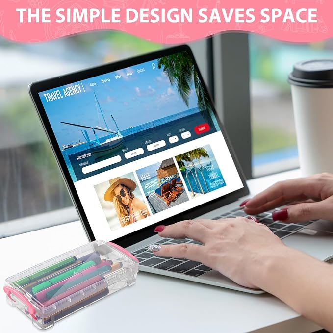 Gueevin 24 Pcs Large Capacity Plastic Pencil Box Clear Plastic Pencil Case Crayon Box with Snap Tight Lid Watercolor Pen Storage Brush Organizer Drawing Tools Container (Pink) - Image 6