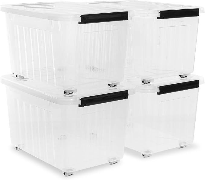 Citylife 54 Quart Large Clear Plastic Storage Bins with Lids 4-Pack | Stackable, Secure Latching Lids, Easy Find, Clothes Storage Bins for Closet Bedroom Garage - Image 9