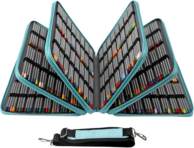 Large Capacity Colored Pencil Case - 500 Slots PU leather with Zipper Closure Portable Organizer for Watercolor Pencils Ideal for Artists(Green) - Image 4