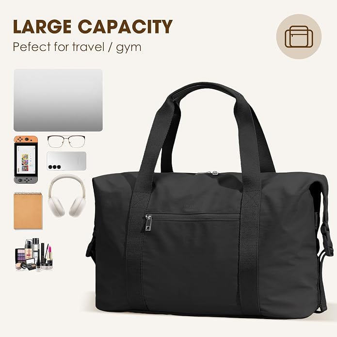 Women's Weekender bag Travel Duffel Bag with Shoe Compartment 21-inch Airline-Approved Carry-On, 2-Piece Overnight Bag Set Personal Item Luggage - Image 7