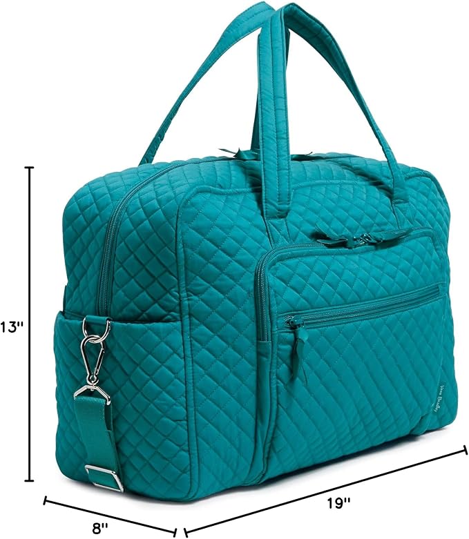 Vera Bradley Women's Cotton Weekender Travel Bag, Forever Green - Recycled Cotton, One Size - Image 8