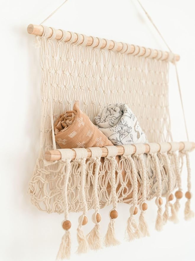 Crane Baby Willow Macrame Hanging Storage Bin, Bohemian-Style Storage Bin for the Nursery or Kid's Room - Image 8