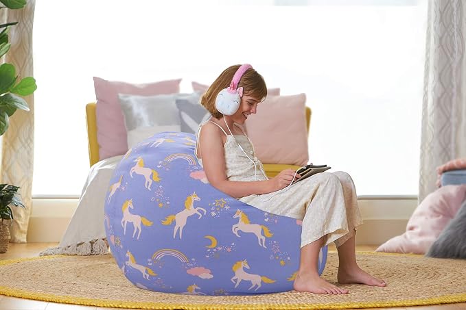 Aubliss Stuffed Animal Bean Bag Storage Chair | (Light Blue Unicorn, Large (38'')) - Image 6