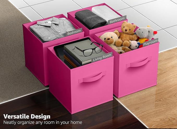 Sorbus Fabric Storage Cubes - 8 Foldable Storage Bins for Organizing Pantry, Cubbies, Toy Box - Clothes Storage & Closet Organizer - 13 Inch Collapsible Cube Baskets for Shelves with Handle - Image 6