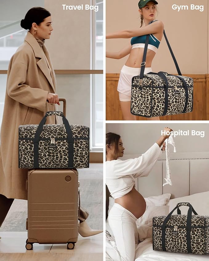 LOVEVOOK Travel Duffle Bag - Weekender & Overnight Bag with Toiletry & Wet Pocket, Carry-On Size, 3pc Set - Image 7