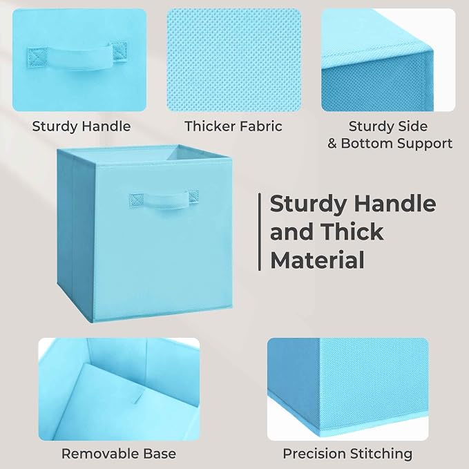 Easi Storage Cubes, 11 Inch Storage Bins, Set of 3, Foldable Fabric Cube Storage Organizer With Handles, Closet Cube Storage Bins, Collapsible Cubby Storage Organizer for Shelves,Offices, Multi - Image 5