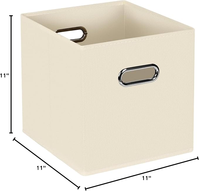 STOREONE Fabric Storage Bins Cubes Baskets Containers-(11X11X11) with Dual Handles for Shelf Closet, Nursery Home , Bedroom Organizers, Foldable Set of 1 (Creamy- White ) - Image 8