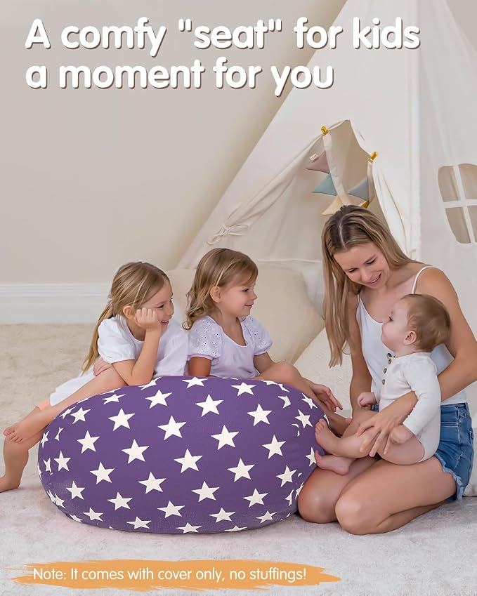 Aubliss Stuffed Animal Storage, Canvas Bean Bag Chairs Cover, Medium 32" | Kids Toy Storage Organizer for Blankets Towels Clothes - Image 6