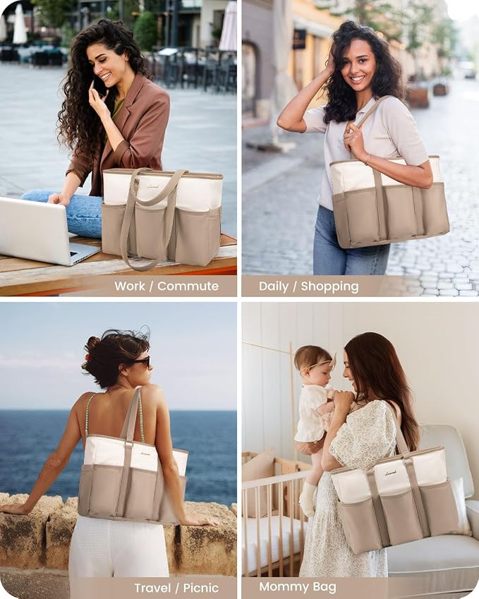 LOVEVOOK 17.3 Inch Laptop Bag for Women, Teacher Nurse Work Tote Bag With Large Cup Holder, Utility Bag For Work/Travel/College/Daily, Professional Computer Purse Large Handbag With Multi Pocket - Image 9
