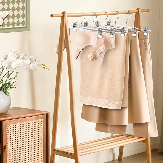 HUADYMEET 14 Inch Heavy Duty Pants Skirt Hangers with Clips,White,50 Pack | Metal,Space Saving,Adjustable,Hanger for Jeans Shorts Clothes Slacks Trousers,For Adult Men Women Children, Non Slip - Image 6