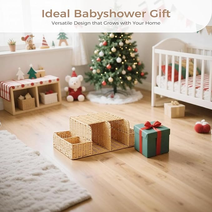 Diaper Caddy Organizer, Baby Changing Table Organizer | Hand Rattan Nursery Storage Basket for Baby Essentials, Perfect Nursery Assistant - Image 8