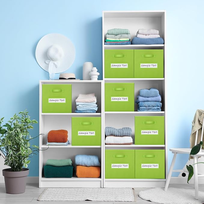 11x11 storage cube bins (Set of 10) Foldable Fabric storage cubes with 10 Labels Window Cards & a Pen,11 inch cube storage bin,Closet Organizers for Shelves,Cubby Organizer Boxes,lime green - Image 6