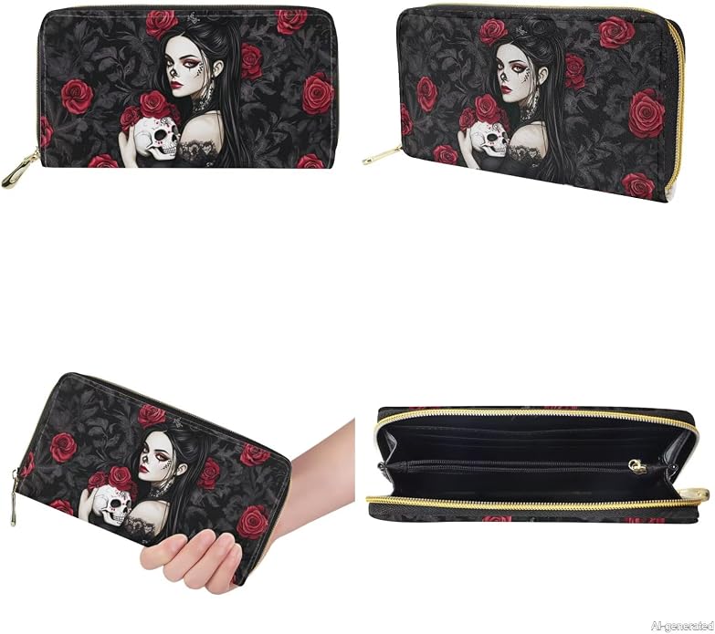 GIFTPUZZ Women Top Handle Bags Handbags with Zipper Leather Wallet Cash Card Phone Holder and Makeup Bag Set 3pcs - Image 7