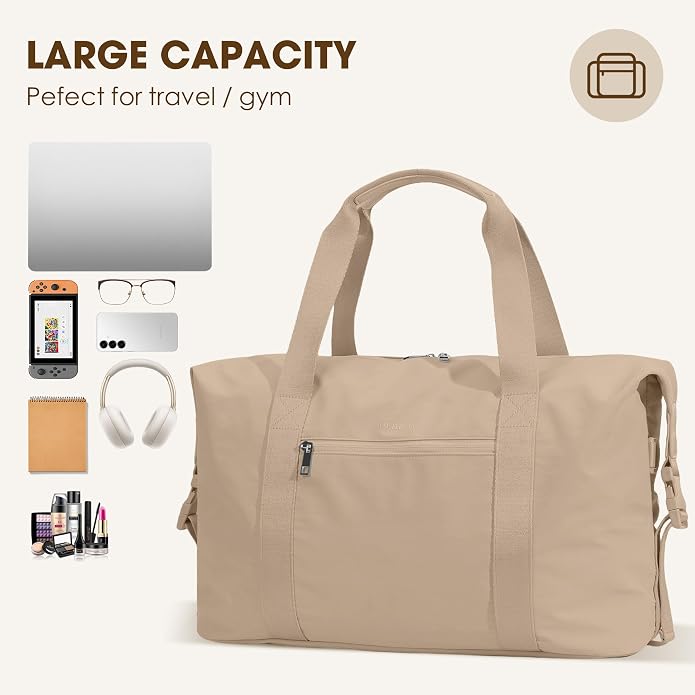 Women's Weekender bag Travel Duffel Bag with Shoe Compartment 21-inch Airline-Approved Carry-On, 2-Piece Overnight Bag Set Personal Item Luggage - Image 7