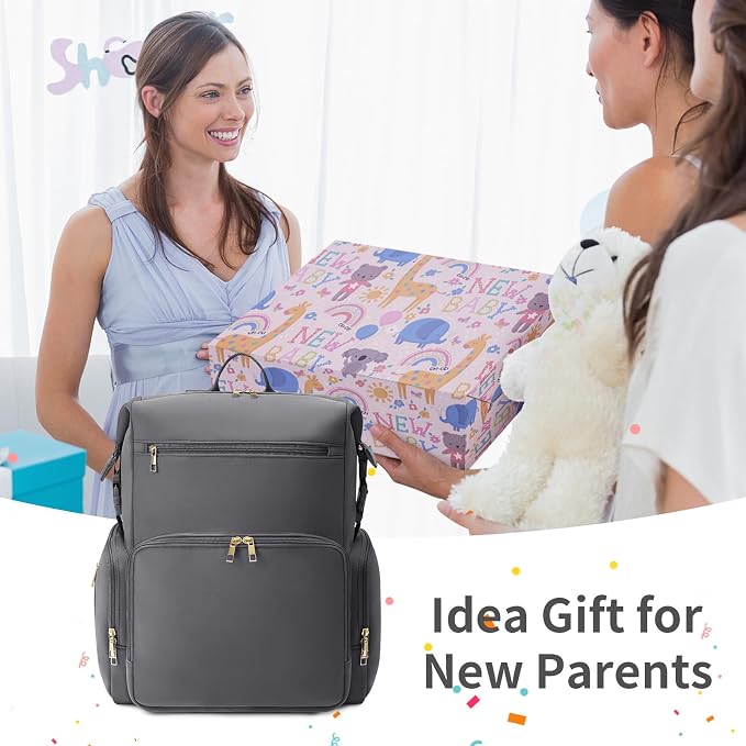 CEI-CEI Neoprene Diaper Bag Backpack with Insulated Pockets, Large Newborn Baby Maternity Bags Travel Tote with Changing Pad - Image 8
