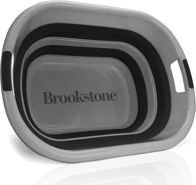 BROOKSTONE 11 GALLON XL 24" Collapsible Laundry Basket & Clothes Hamper, Comfort Non-Slip Handles, Modern Laundry Hamper with Space Saving Design, Portable Pop-Up Hamper, BPA FREE, Grey/Black, 1 Pack - Image 4