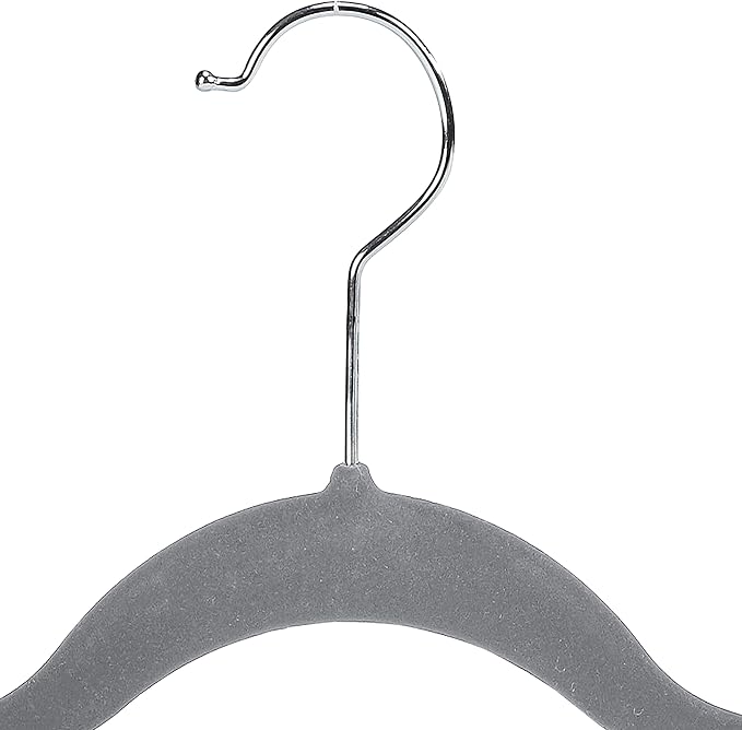 Simplify 60 Pack Velvet Hangers with Clips | Skirt and Pants | Slim Space Saving | Closet Organization | Non-Slip | Prevent Creases | Swivel Neck | Durable | Grey - Image 6