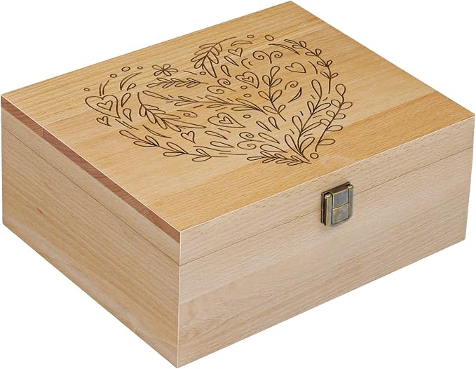 EXISTING Memory Box for Keepsakes, Heart Wooden Box with Hinge Lid | Woodblock Heart Laser Cut Wooden Storage Box, Large Keepsake Boxes Block for Keepsack Memory - Store Jewelry, Toys, Photos - Image 8
