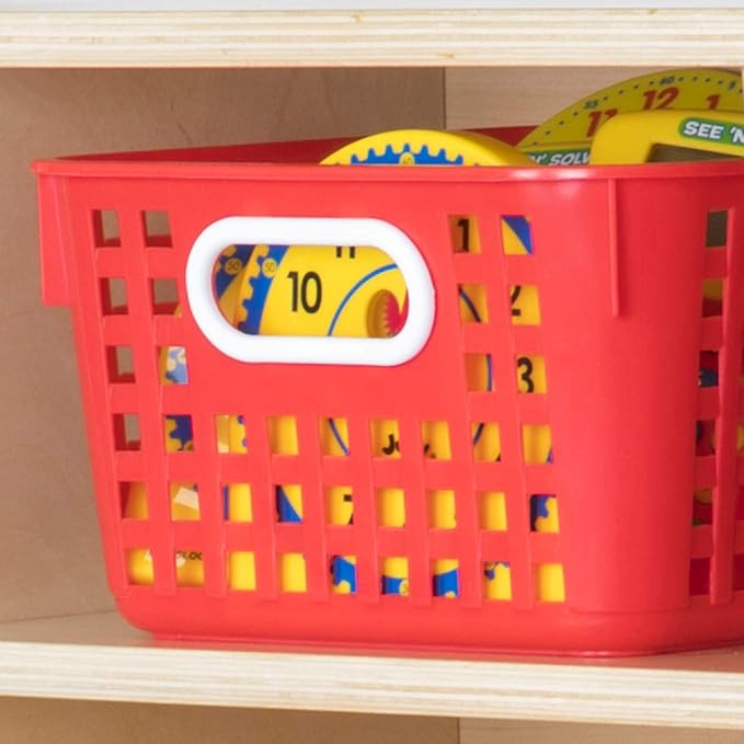 Really Good Stuff Large Plastic Storage Baskets with Handles | 13.75" x 9.75" x 5", Rainbow Group Colors, Book & Supply Organization for Classrooms & Home - Image 9