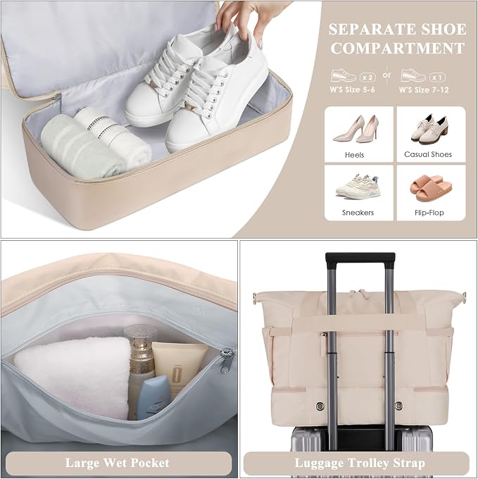Gym Bag for Women, Personal Item Travel Bag with Shoes Compartment for Trip | Weekender Overnight Duffel Bag with Wet Pocket, Hospital Bag for Women Labor Delivery, Carry On Bag for Travel, Gym, Weekend - Image 5