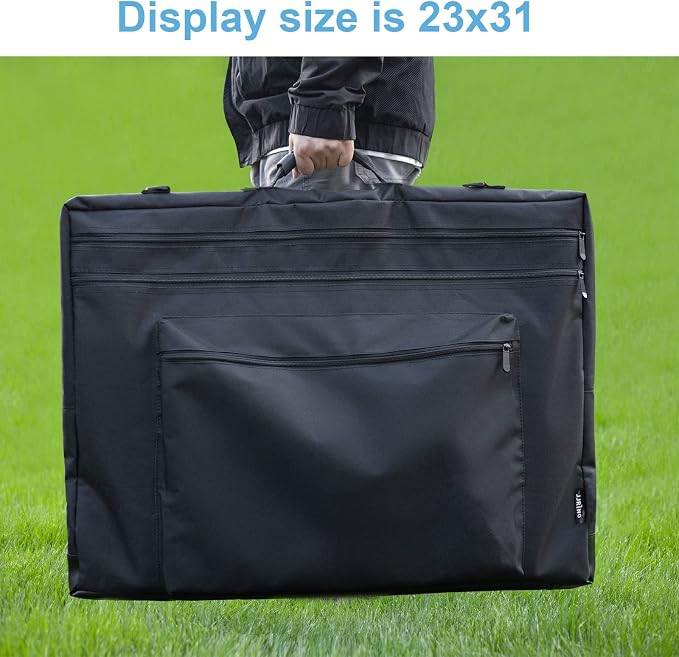 JJRING 23x31 Art Portfolio Tote Bag With Shoulder Strap, Black | Large Carrying Storage Case With Handle For Artwork, Posters, Canvas, And Drawing Boards - Image 8