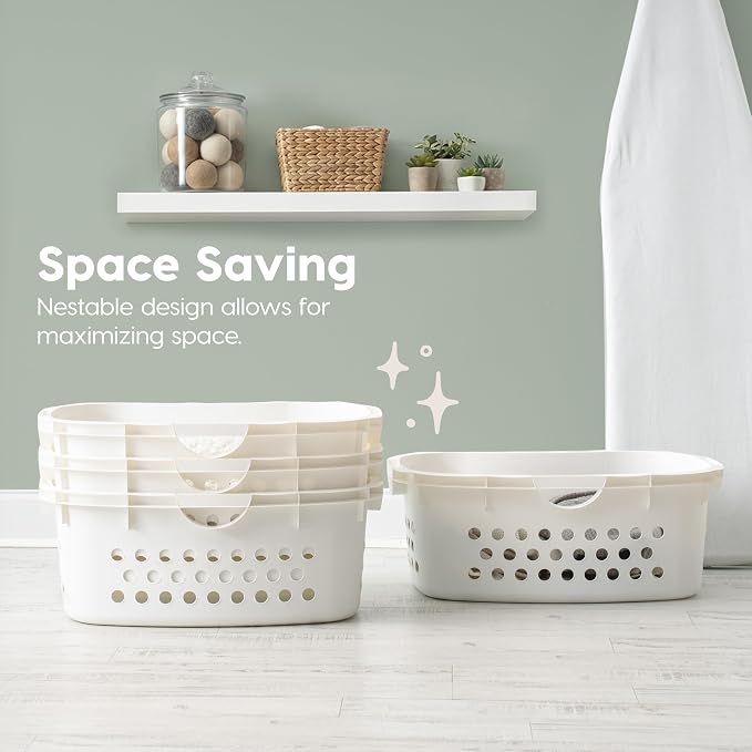 IRIS USA Plastic Laundry Basket 1.5 Bushel (50L), Built-In Handles, White | Clothes Hamper with Ventilation Holes, Reinforced Rim, Hip Hold Design, Large capacity - Image 7