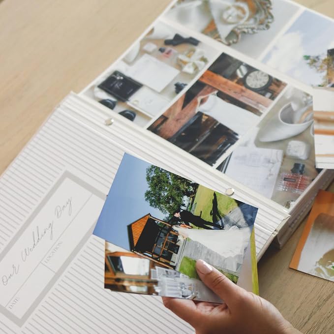 Wedding Photo Album 4x6 Pictures & Custom 2025 Year Linen Picture Scrapbook | 400 Pockets for Horizontal & Vertical Photos - Large Photo Album Book for Personalized Wedding Day Memory Keepsake - Image 9
