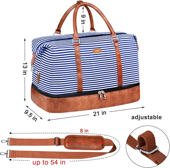 Weekender Bags for Women, 21" Travel Duffle Bag with Shoe Compartment | 3PCS Carry On Overnight Large Duffel Bag with Crossbody Bag and Toiletry Bag for Weekend Travel Gym Hospital Business Trip - Image 7