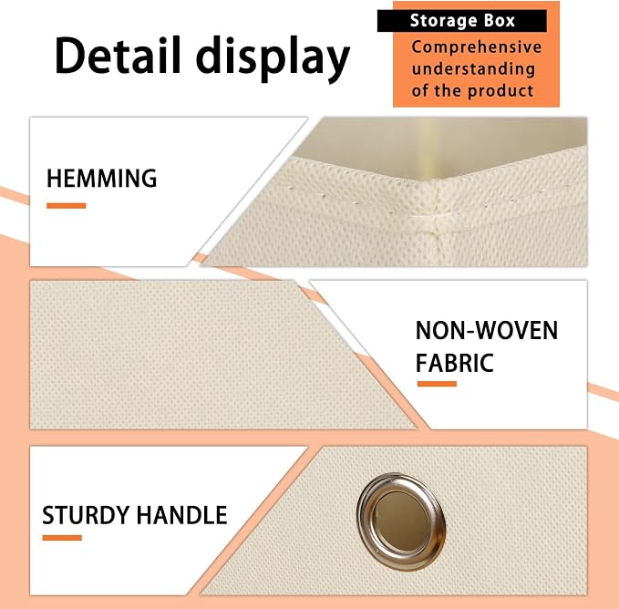 Foldable Storage Cubes Bins ,11 Inch Cloth Storage Cube Fabric Storage Box Cubes Organizer Baskets with Handles for Home Organizer Set of 8 (Creamy-White) - Image 7