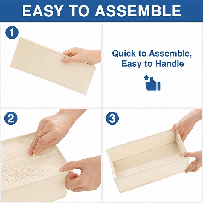 Drawer Organizer Clothes 12 Pack, Dresser Organizer for Nursery Bedroom Closet Organization and Storage - Baby Clothes Organizer Bins - Drawer Divider for Sock Underwear Bra Ties (Beige) - Image 7