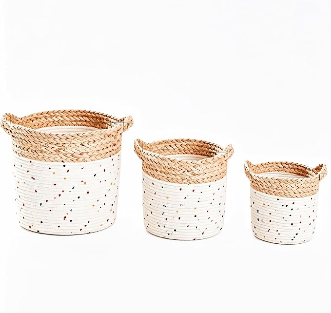 3 Pack Cute Rainbow Woven Rope Storage Baskets for Organizing, Belly Basket for Puppy Toy & Home Storage, Decorative Organizer for Living Room, Bathroom & Gifting, 13", 11" & 10" - Image 7